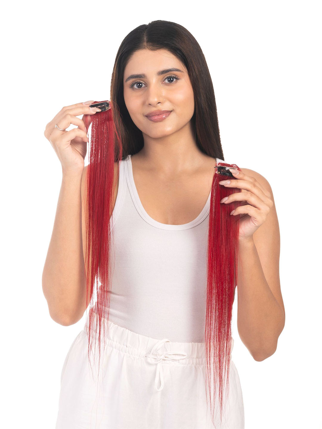 HAIRJOY Set Of 2 Clip In Straight Locks Hair Extension- Burgundy- 16 Inch Each
