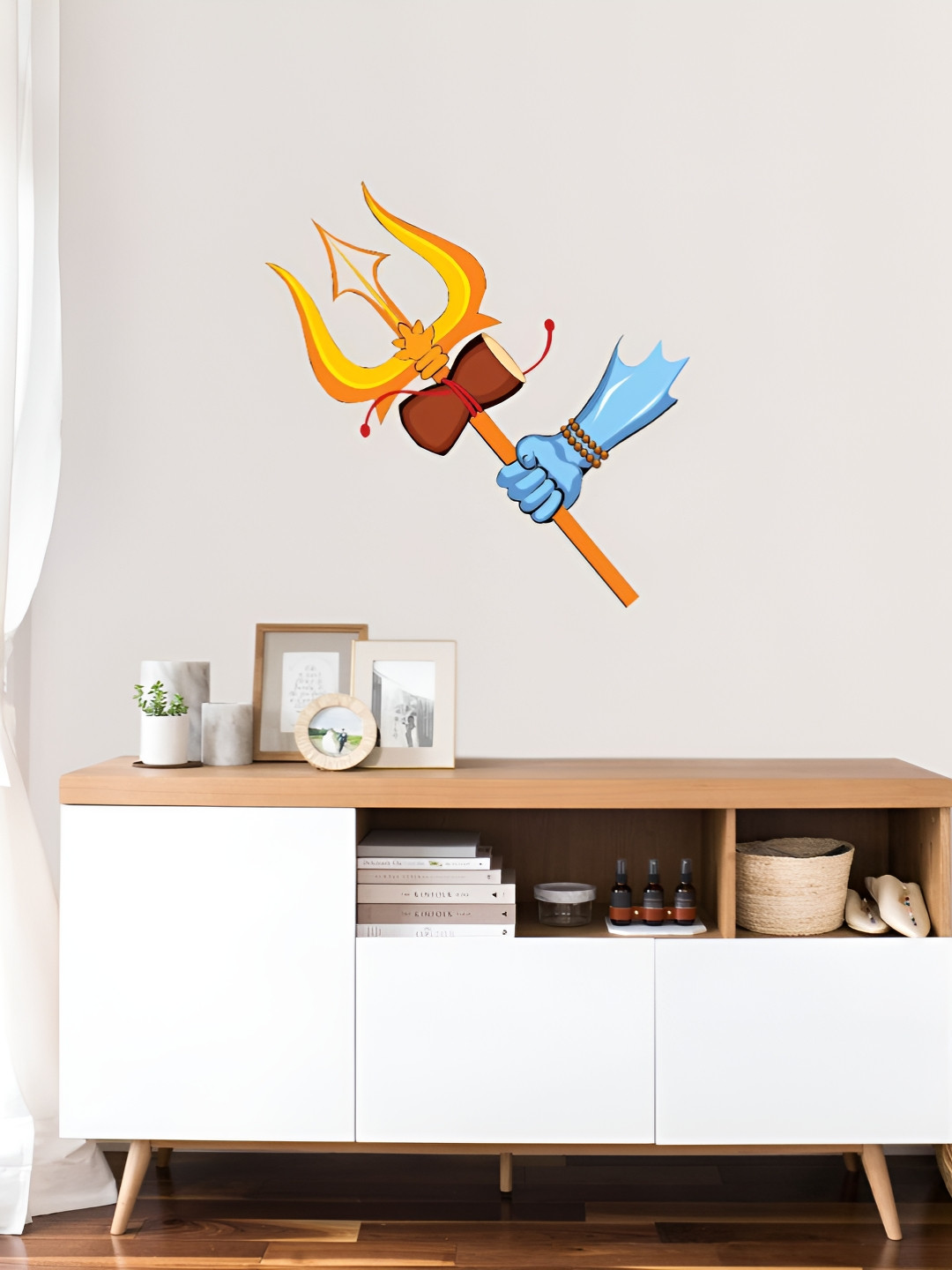 Decor Villa Multicolor Shiva Trishul Wall Sticker