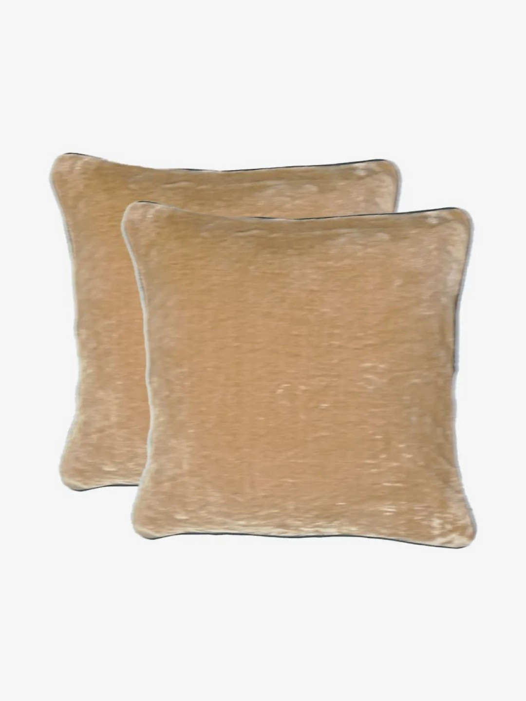 Zarf Tan Velvet Breathable 2 Square Cushion Covers -15.7x15.7In