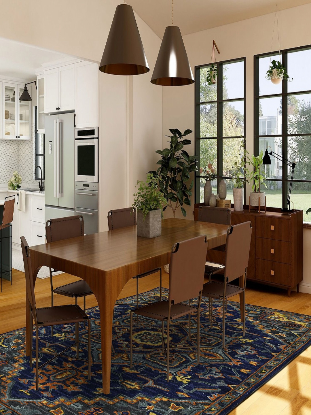 saraswatii global Medallion Violet & Yellow Bohemian Printed Tufted Woollen Carpet