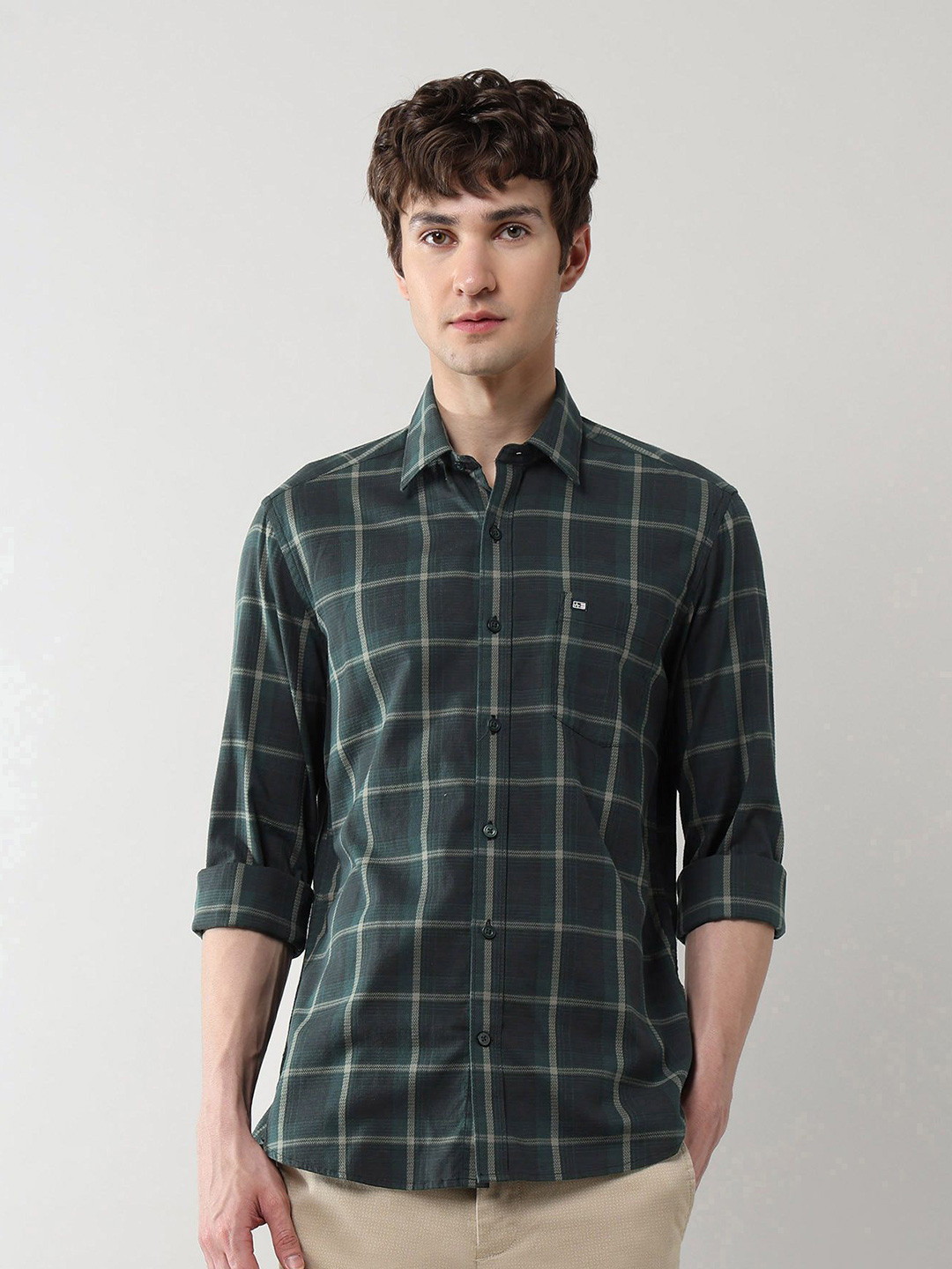 Arrow Sport Men Grid Tattersall Checked Dobby Cotton Casual Shirt