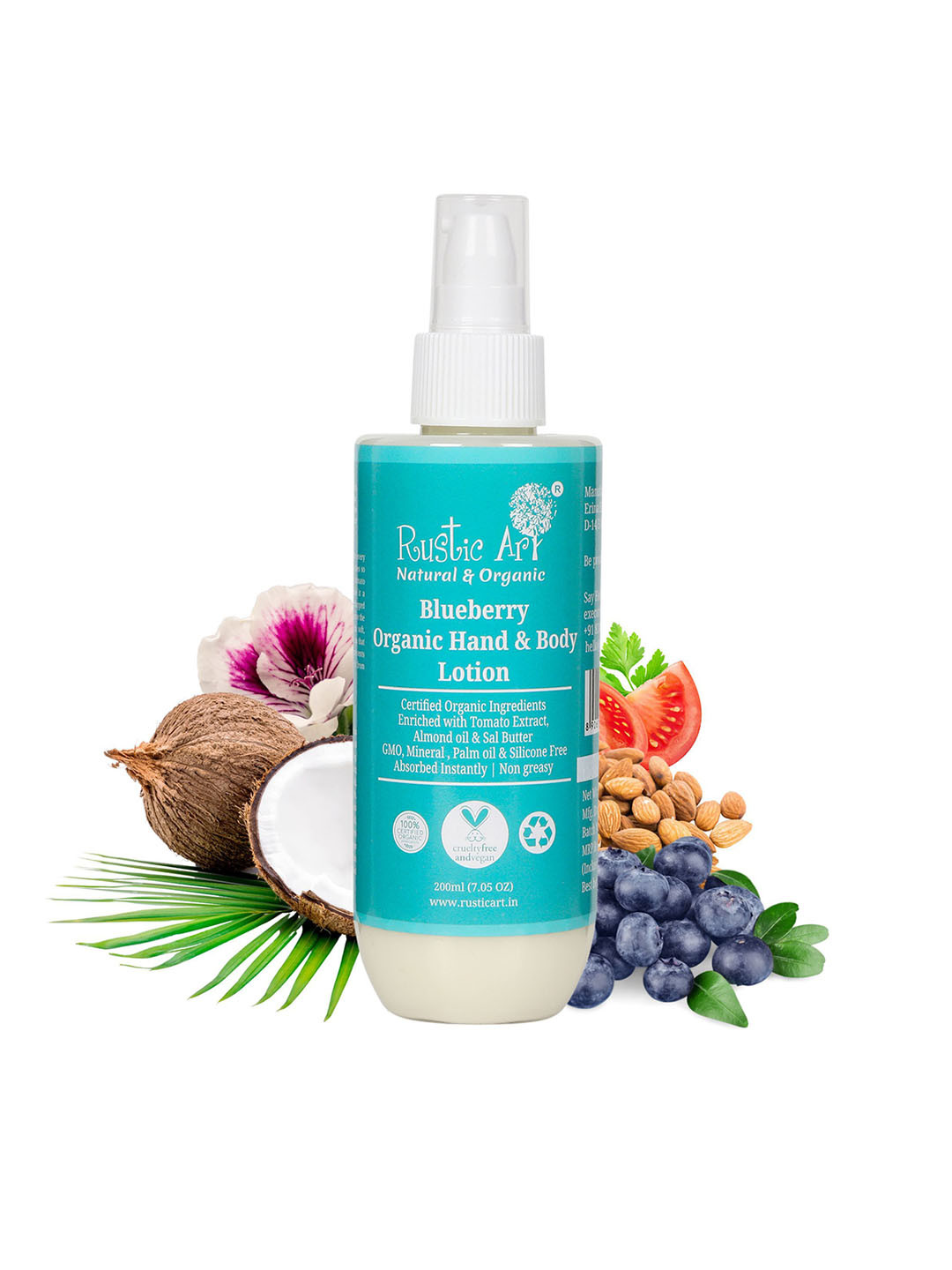 Rustic Art Blueberry Organic Hand & Body Lotion - 200 ml