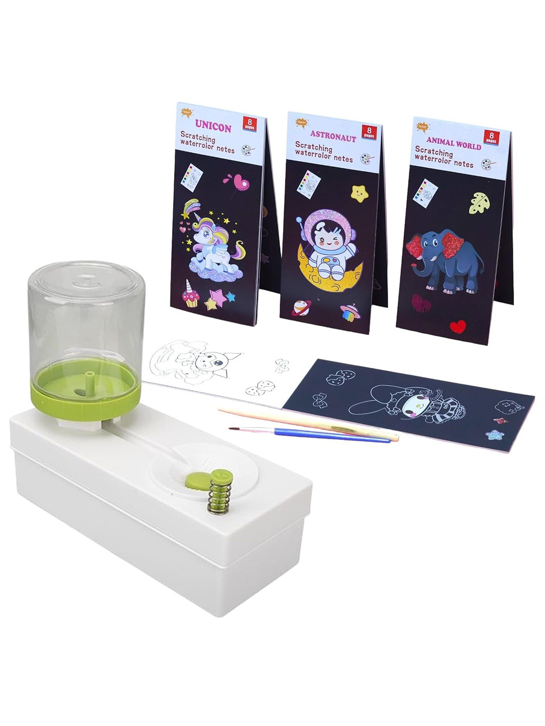 MUREN 2 In 1 Scratch & Paints Watercolor Book Brush Rinser Cleaner