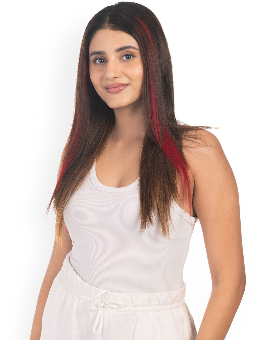 HAIRJOY Clip In Straight Coloured Strand Hair Extension - Burgundy - 12 Inches