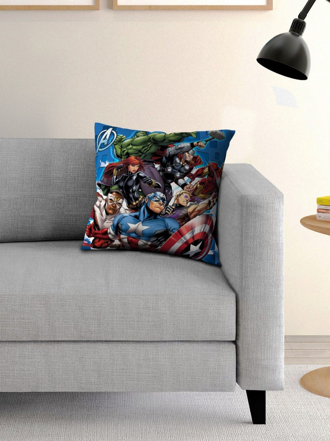 Marvel Blue & White Marvel Character Printed Cushion With Cover