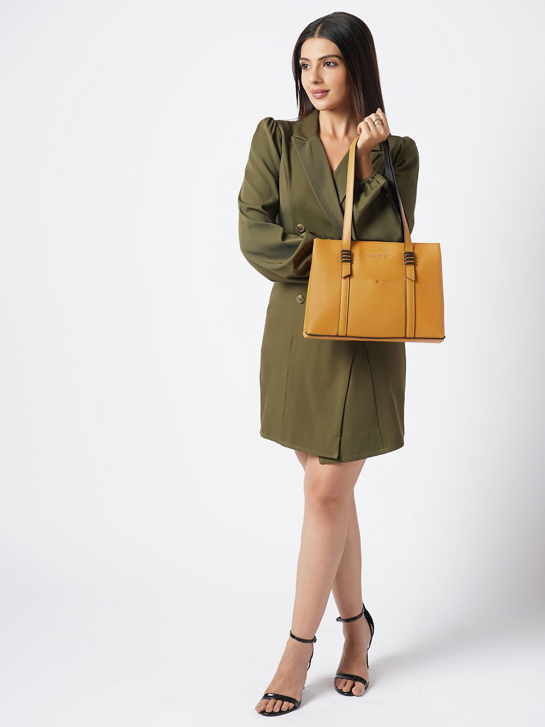 Caprese Roma Women Yellow Medium Tote Bag