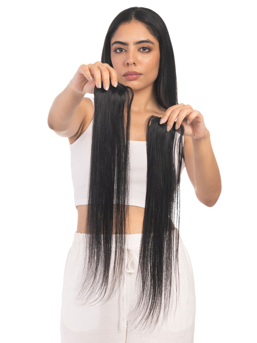 HAIRJOY Set Of 2 Clip-In Straight Locks Hair Extensions - Black - 18 Inch Each