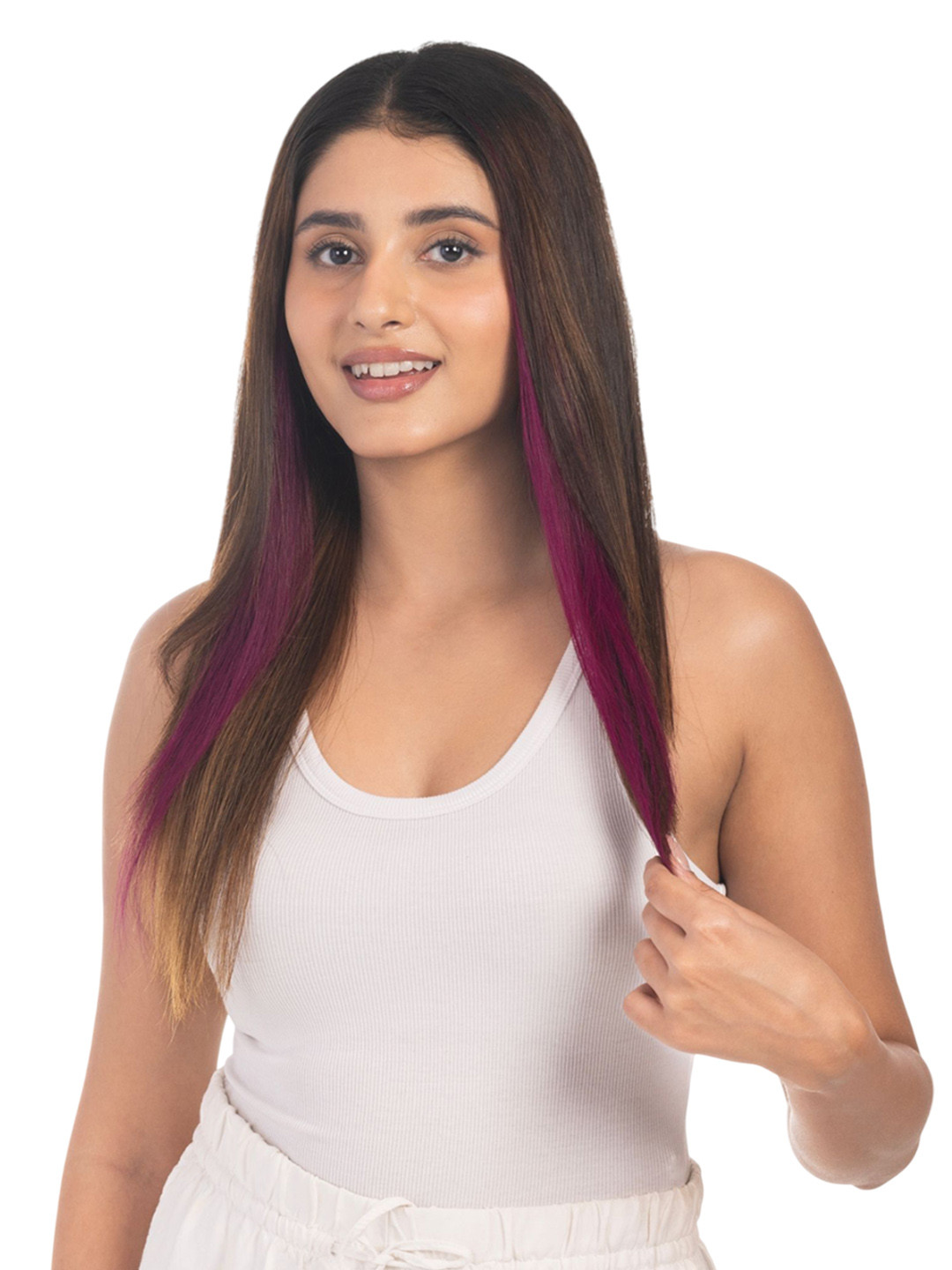 HAIRJOY Set Of 2 Clip In Streaks Pink Hair Extensions Instant Color Boost 24 Inches