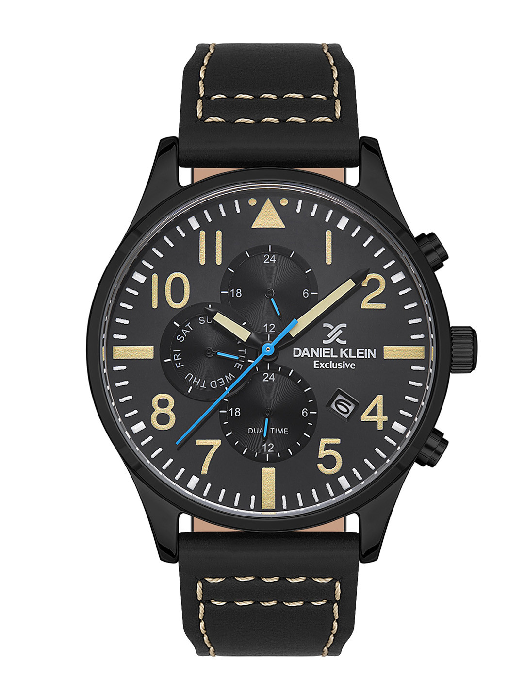 Daniel Klein Men Leather Straps Analogue Multi Function Watch DK.1.13389-5