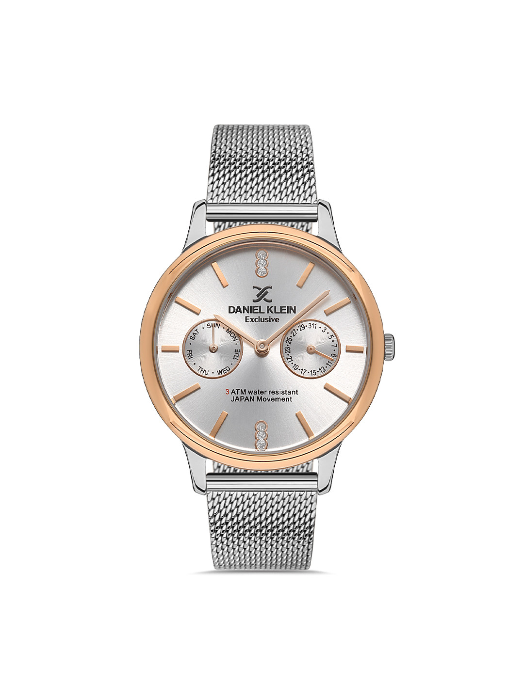 Daniel Klein Exclusive Women Silver Toned Embellished Dial & Strap Watch DK.1.13229-4