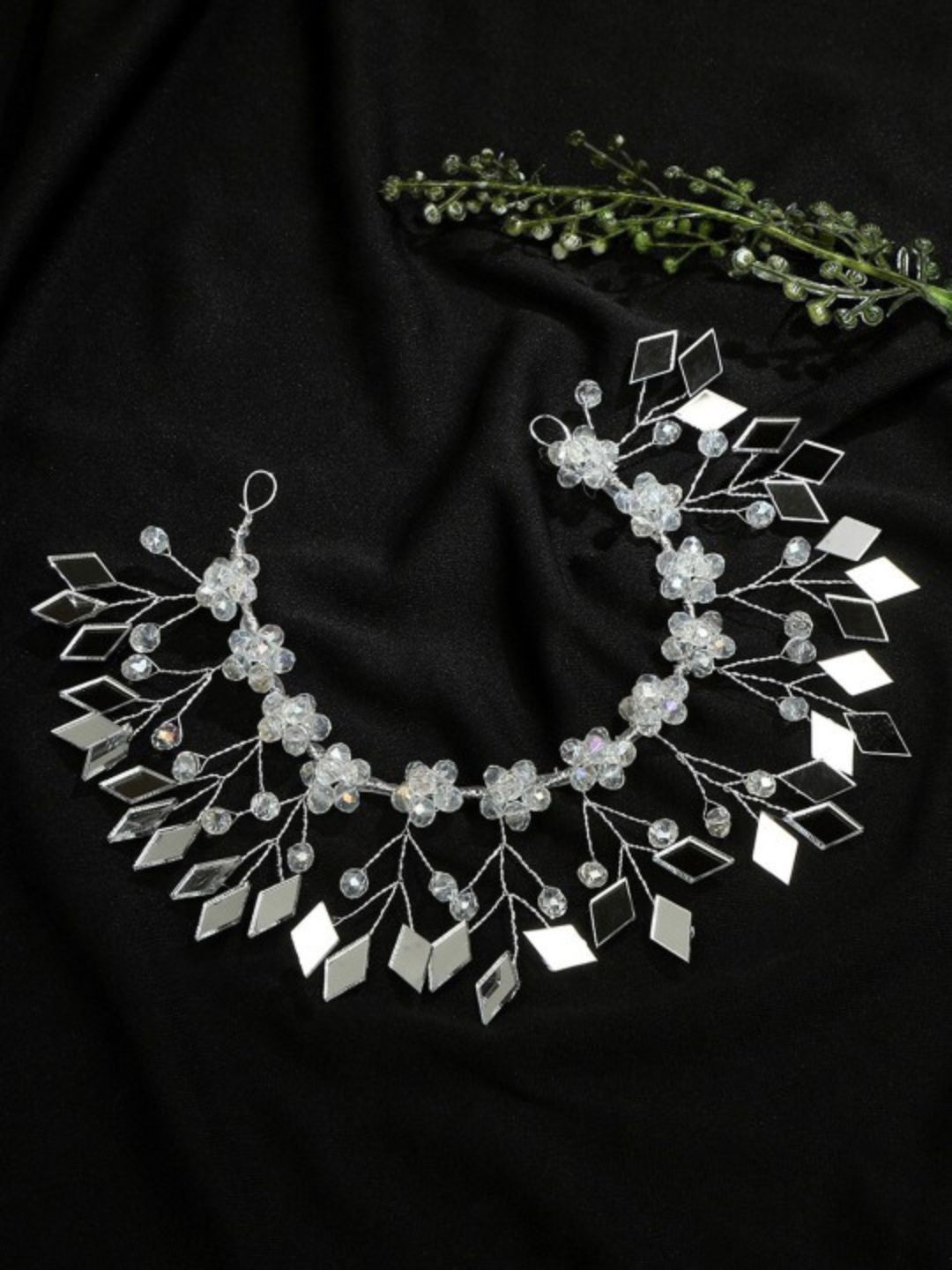 DressBerry Women Crystal Beads & Mirror Floral Headband