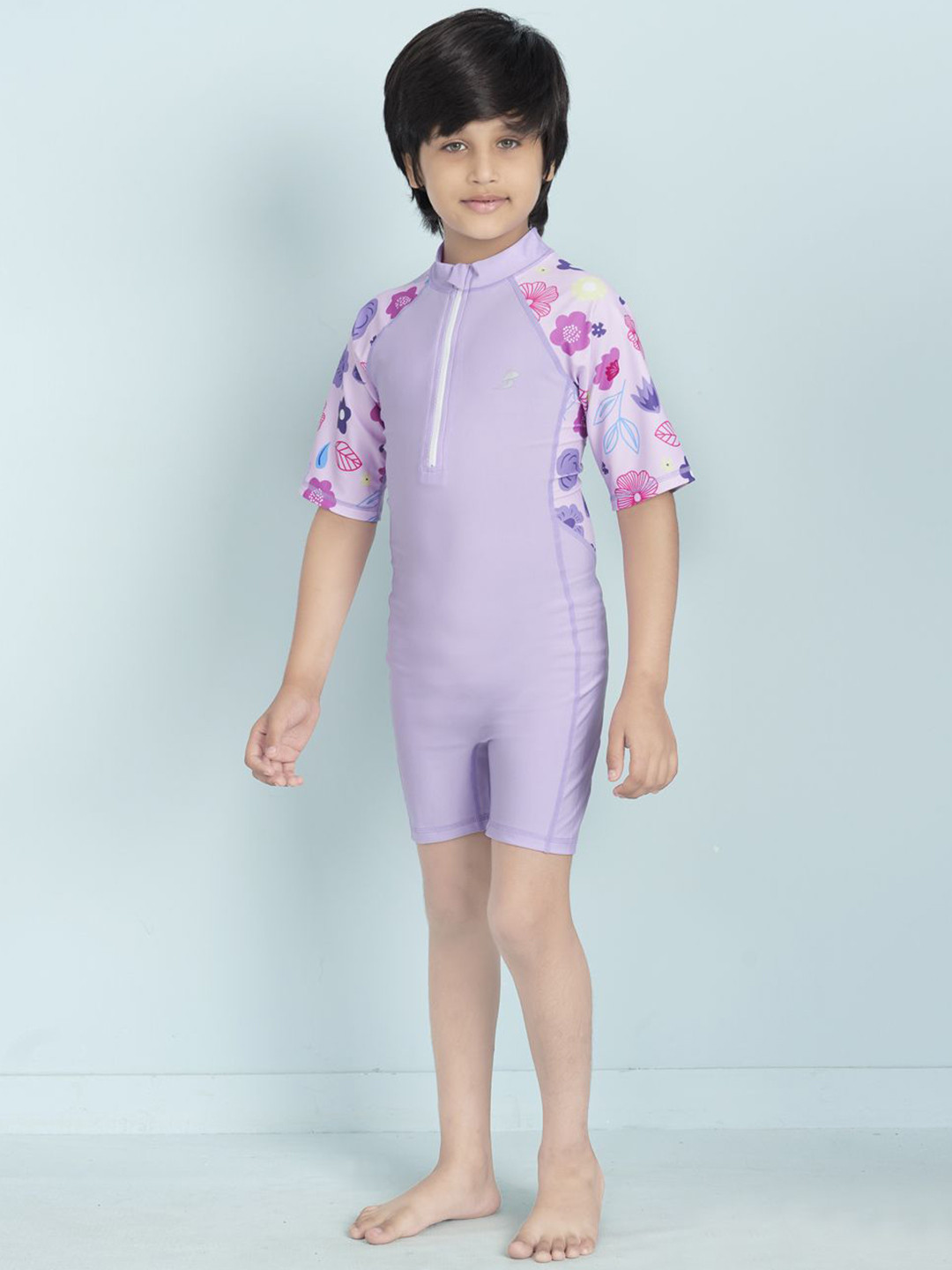 Aarika Boys Leaf Printed Sports Wear Round Neck Legsuit With Goggle