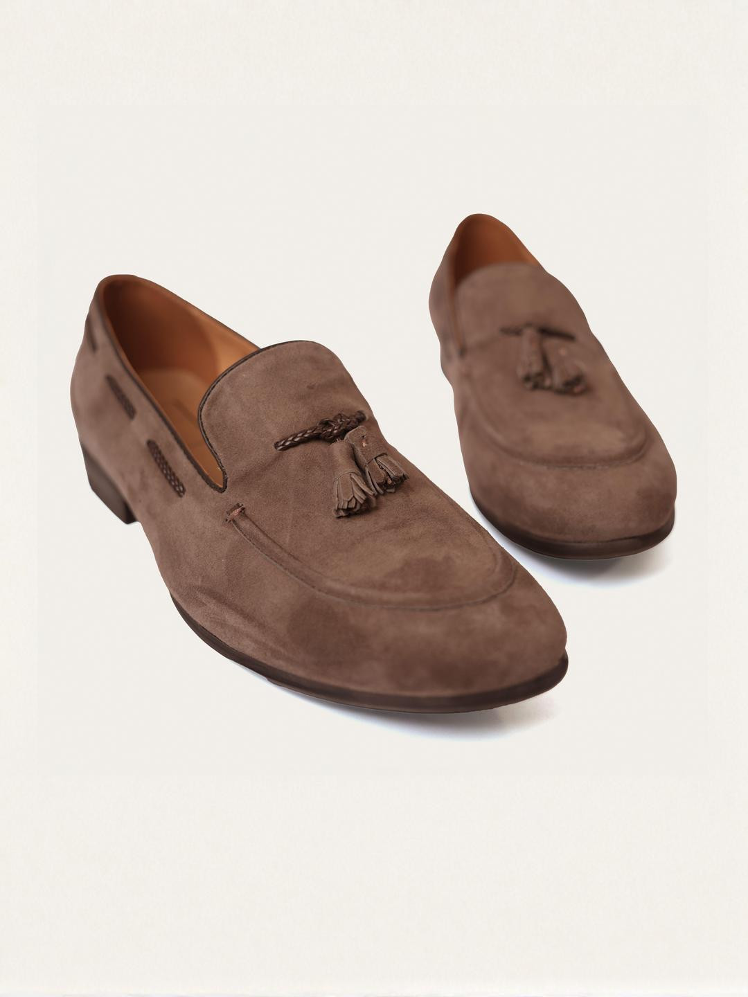Eletto Brun Suede Sovereign Men Slip-On Formal Shoes