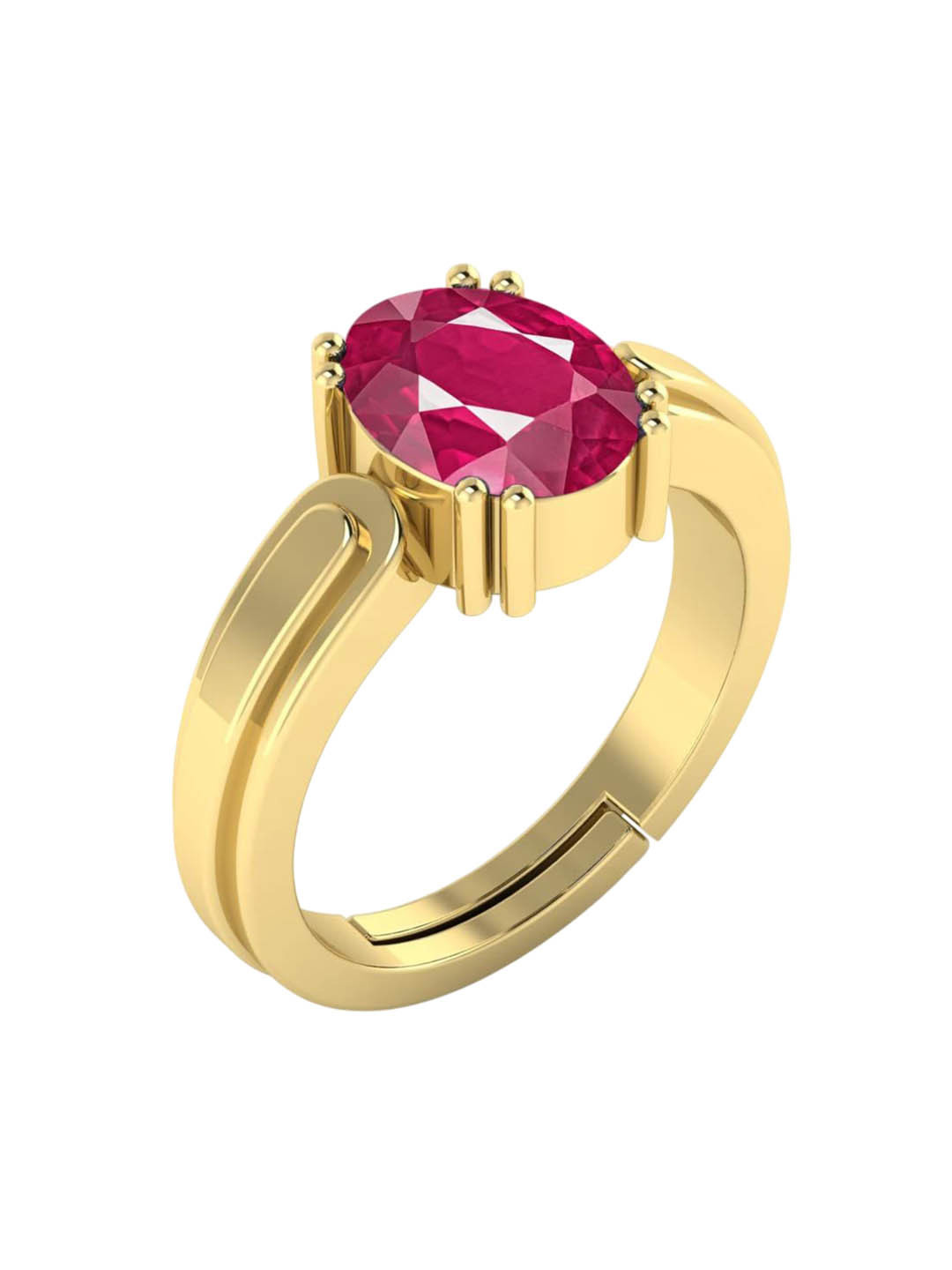 RRVGEM Ruby Ring 11.50 Ratti Manik Adjustable Gold Gemstone Ring