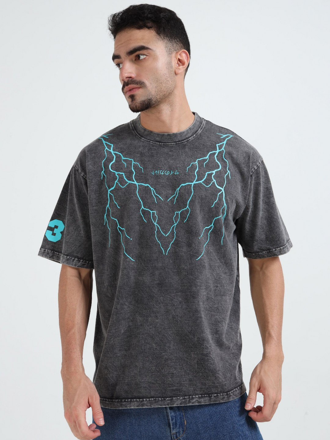 RHINO CULT Men Geometric Print Typography T-shirt