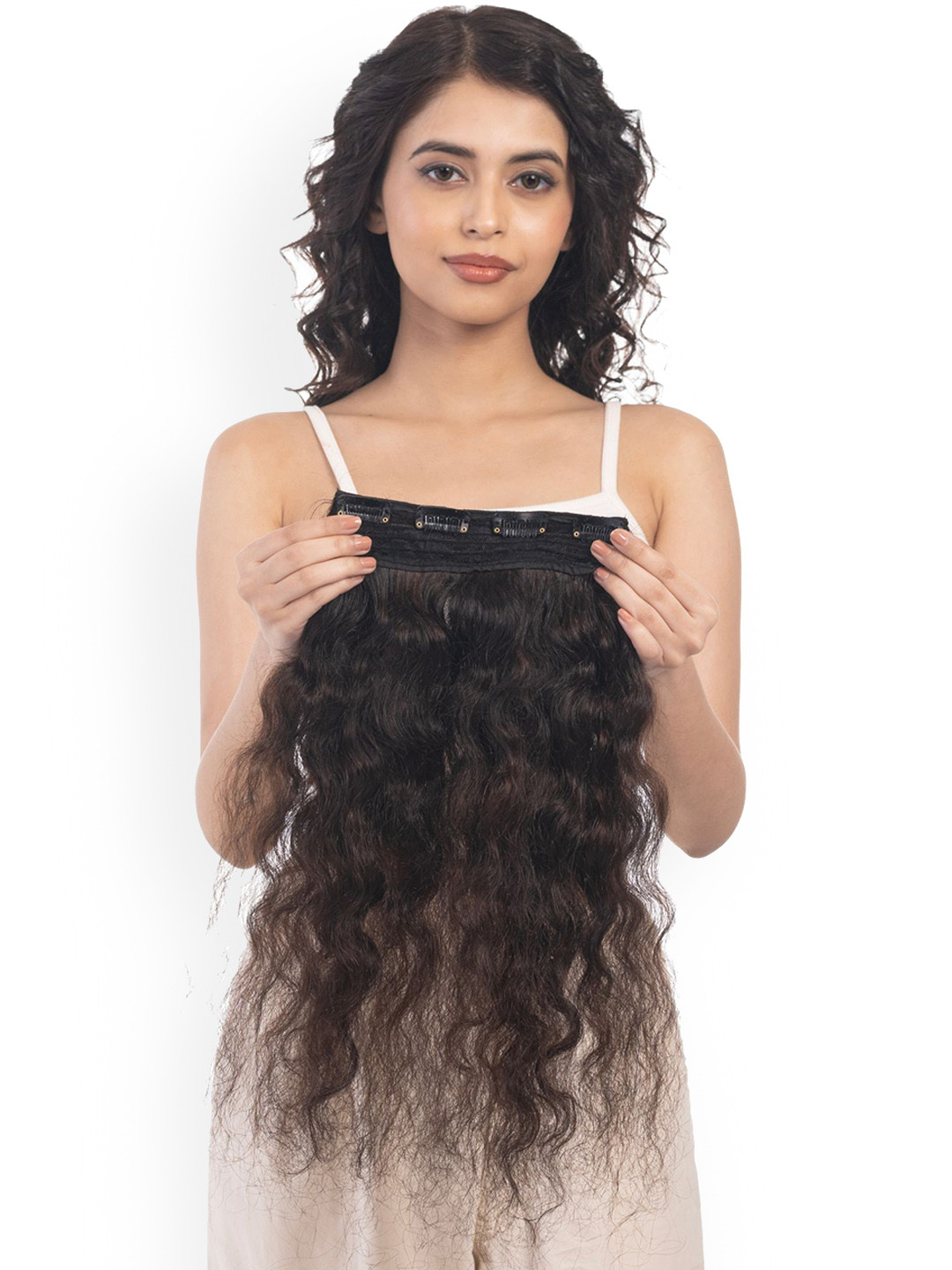 HAIRJOY 4 Clip Curly Volumizer Dark Brown Instant Volume & Length 24 Inches
