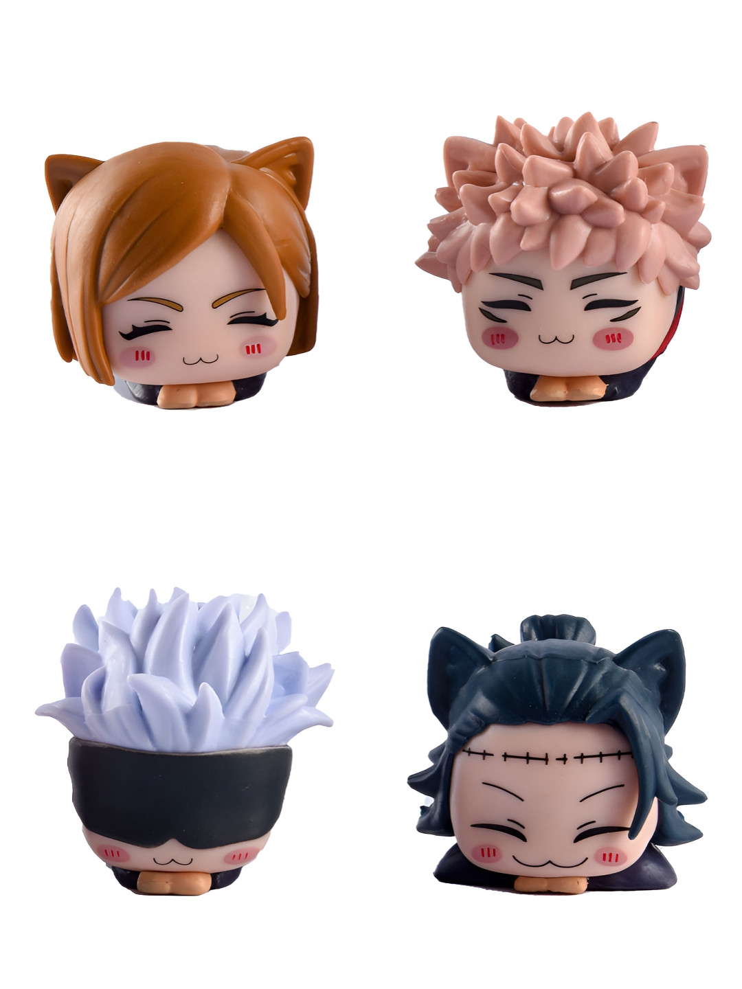 COMICSENSE Chibi JJK Set Highly Detailed Brown Plastic Natural Living Room Set of 4 Medium Showpieces - 2 Inches