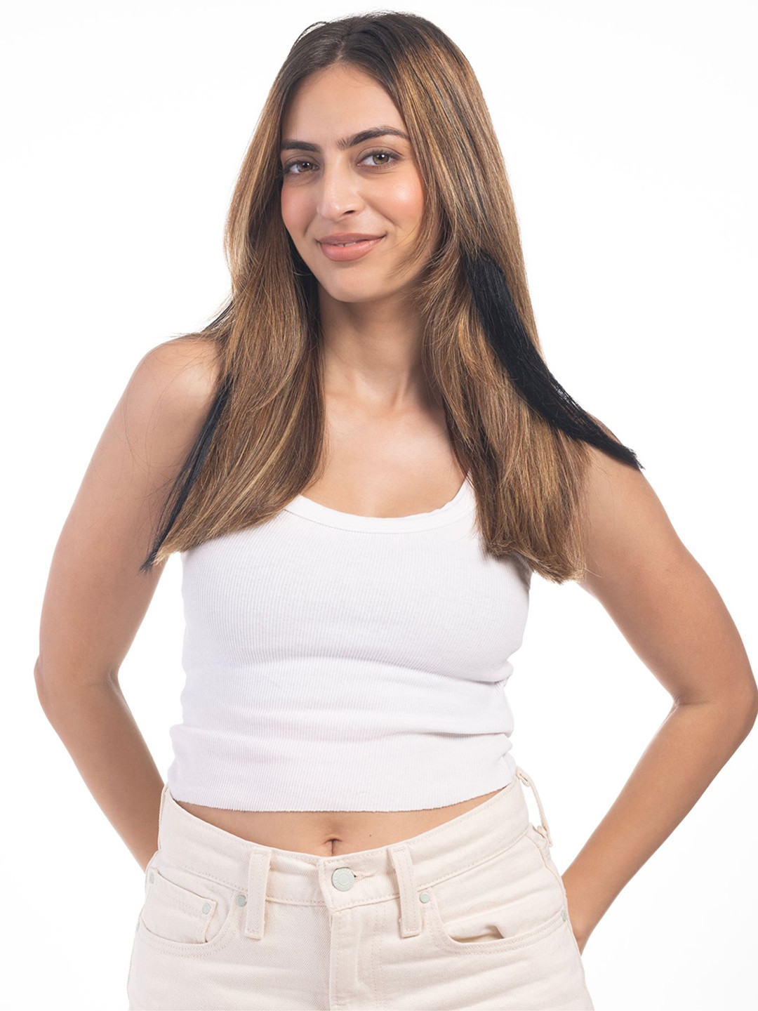 HAIRJOY Set Of 2 Black Clip In Streaks Hair Extensions Instant Color Boost 16 Inches