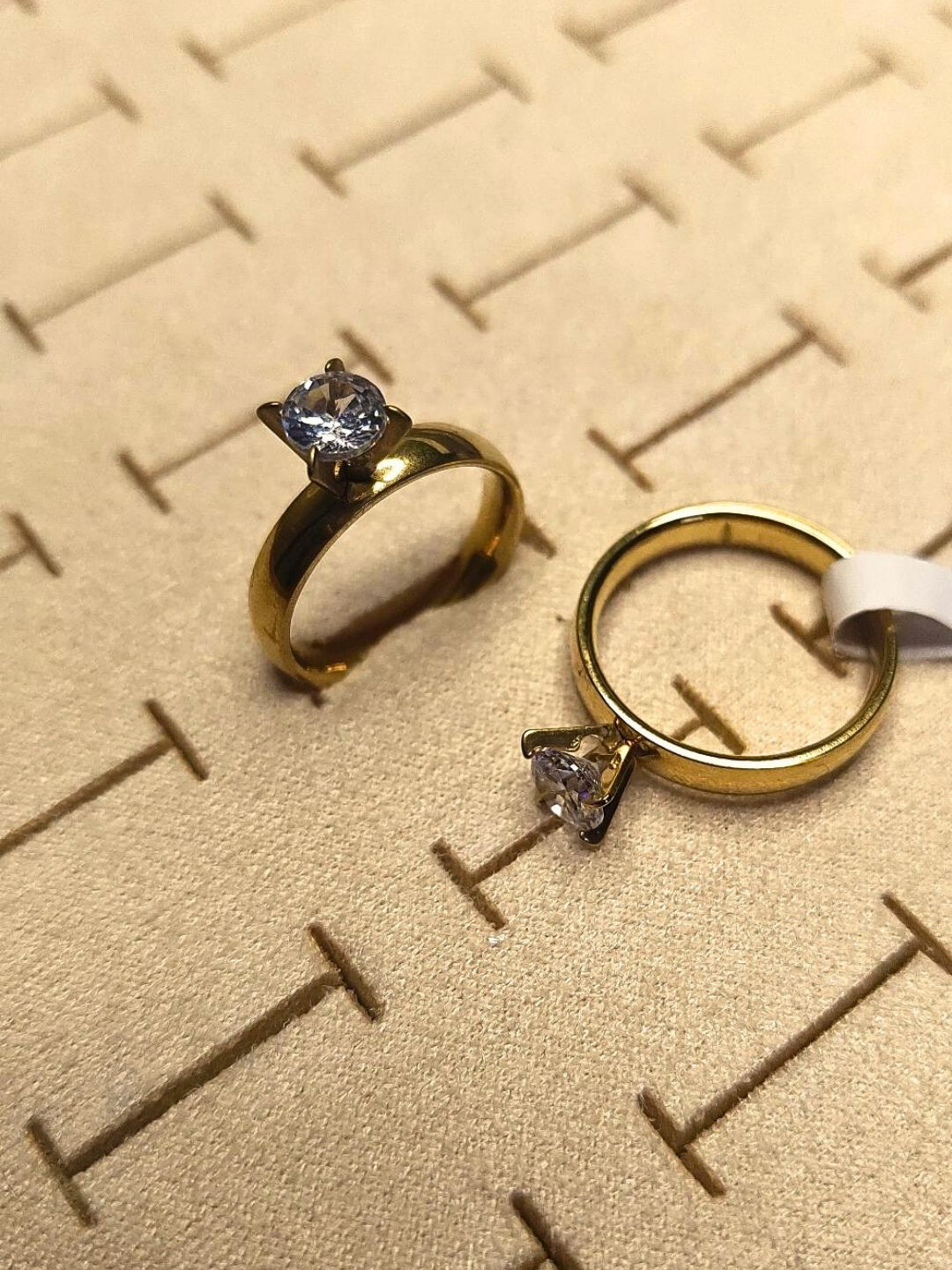 RaasRani Gold-Plated Cubic Zirconia Stone-Studded Round Solitaire Finger Ring