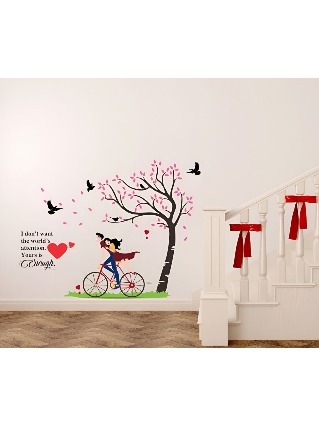 Decor Villa Multicolor Romantic Couple Cycling  Wall Sticker