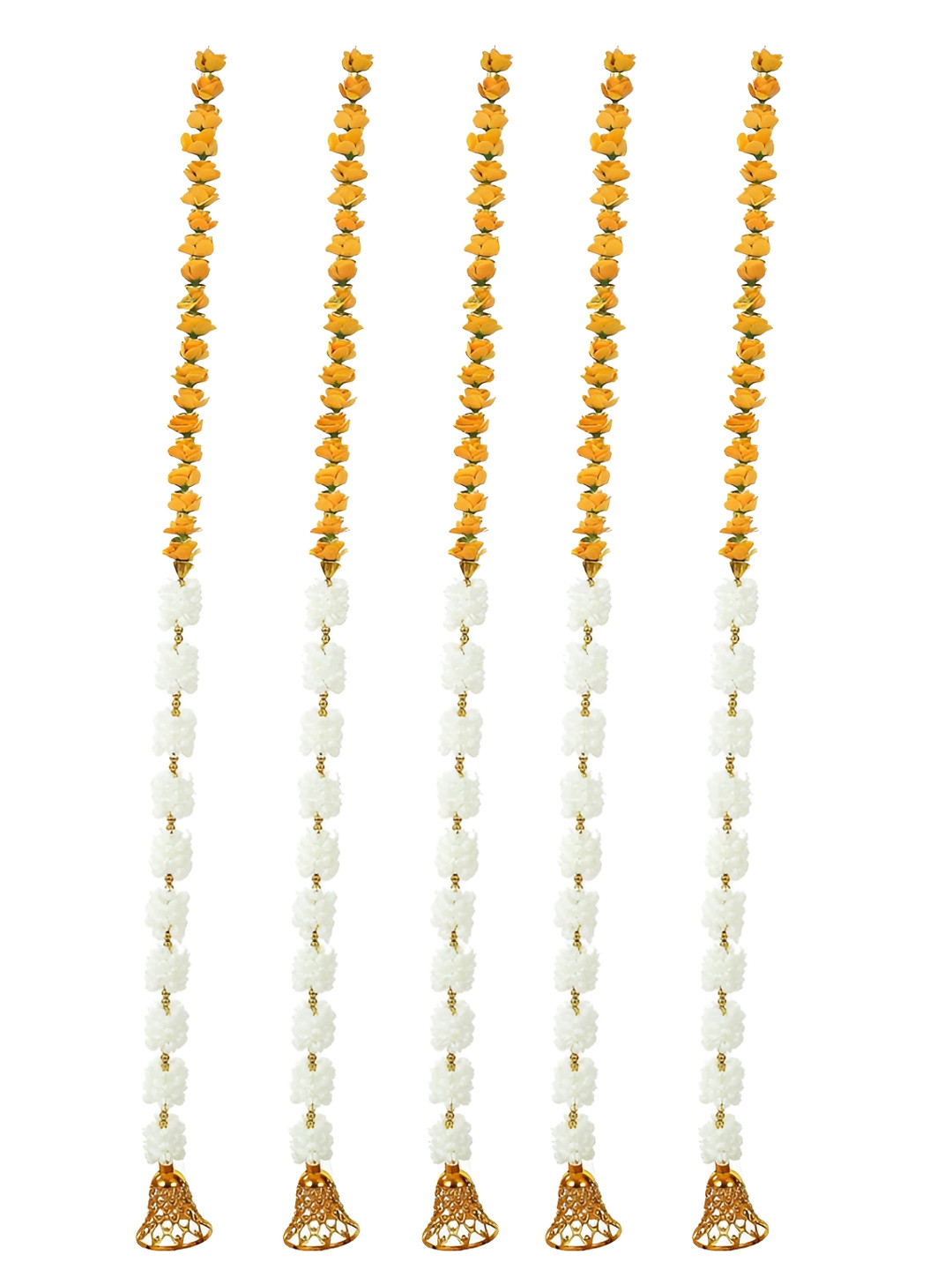 Sellplus5Pcs White & Yellow Textured Mogra Torans