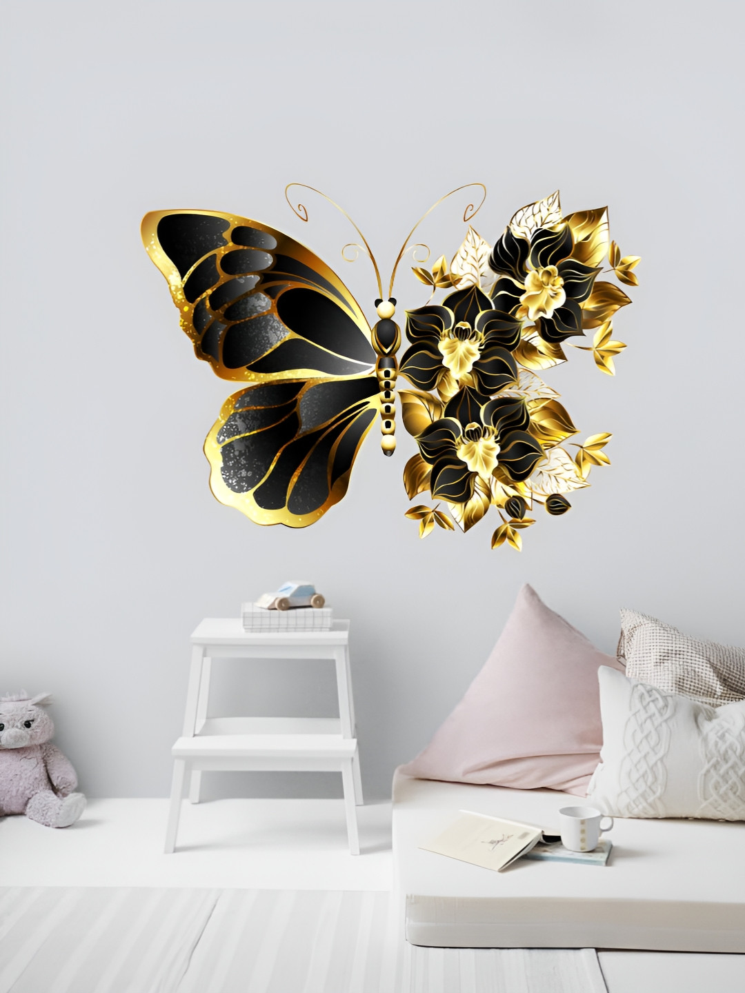 Decor Villa Multicolor Black and Golden Butterfly Wall Sticker