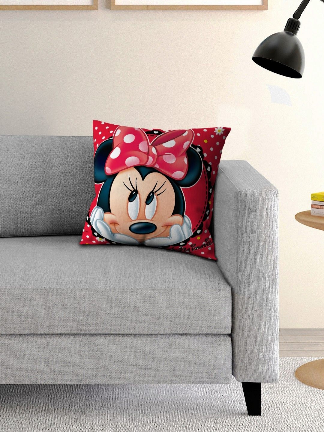 Disney Red & White Disney Character Printed Cushion With Cover