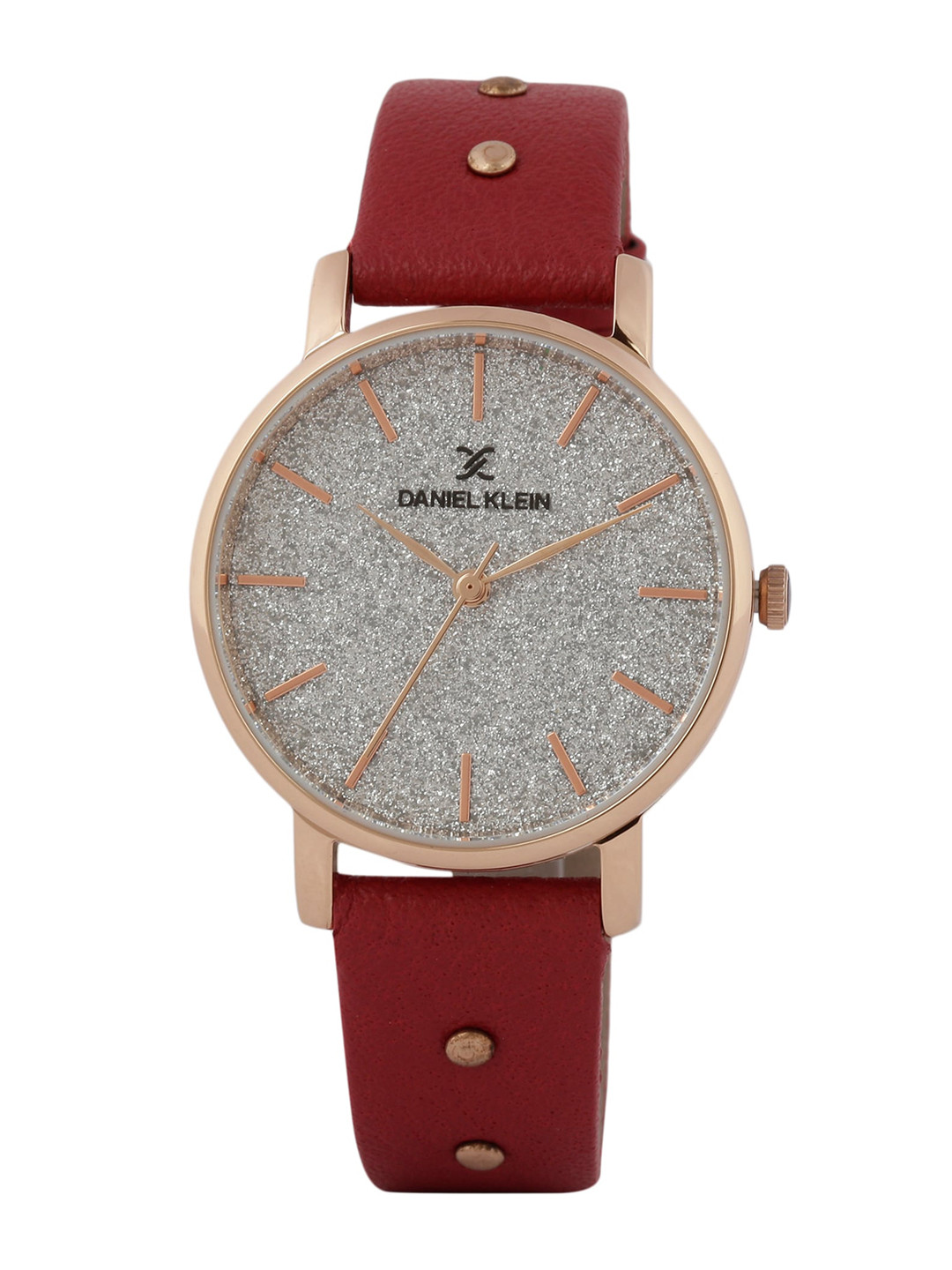 Daniel Klein Women Silver-Toned & Red Analogue Watch