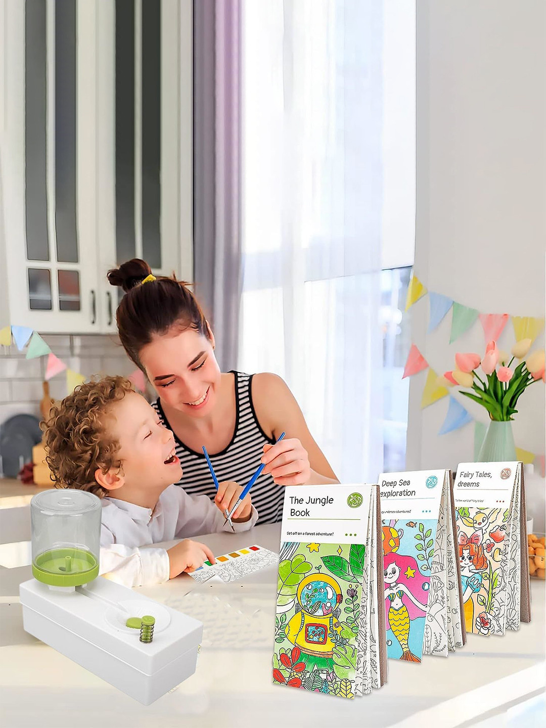 MUREN  3-Pcs Pocket Water Coloring Books With Paint Brush Cleaner