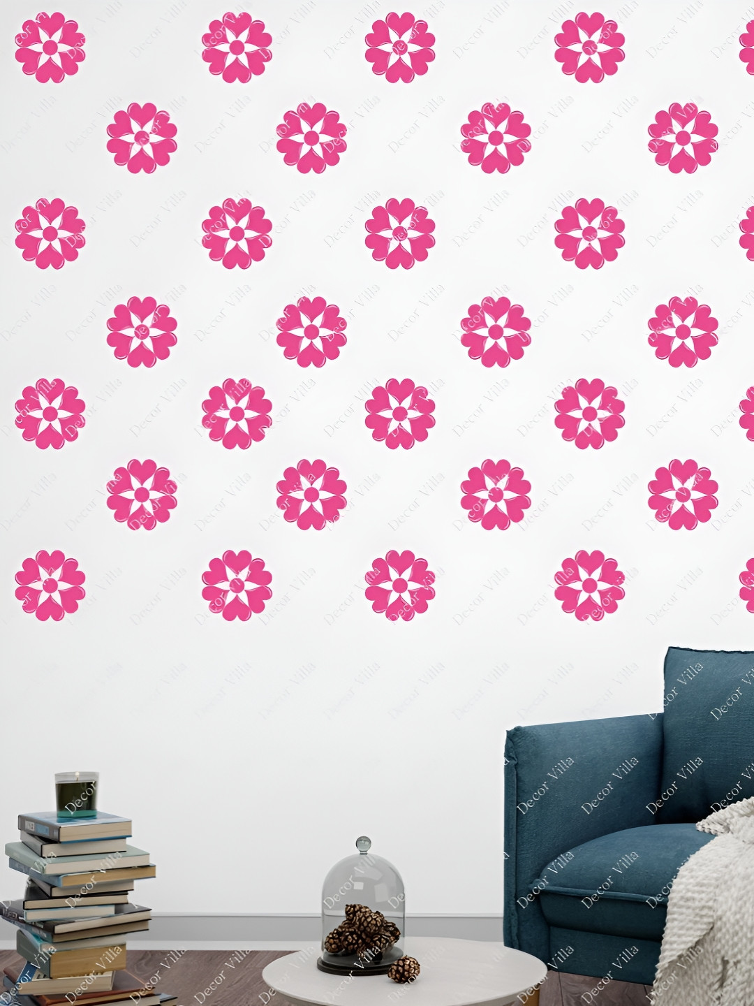 Decor Villa Multicolor Pink Flower Wall Sticker
