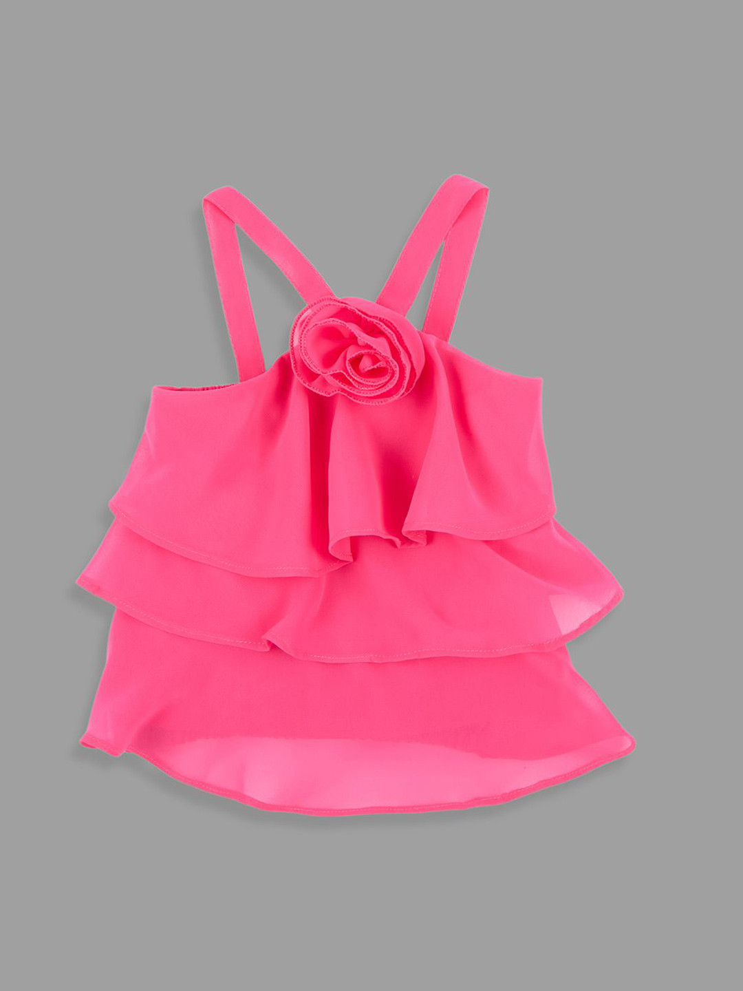 Actuel Girls Halter Neck Blouson Top with Flower Broach