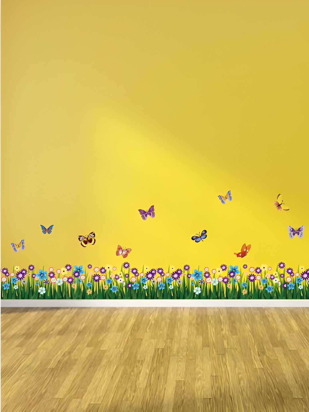 Decor Villa Multicolor Butterflies with Grass Wall Sticker