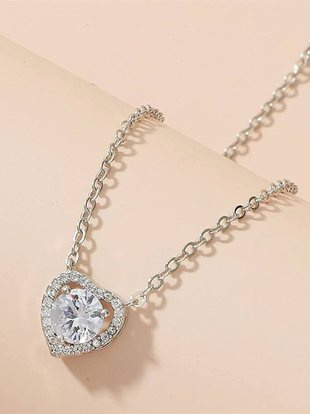 Anouk Women Silver Plated Artificial Stones Pendant Necklace with S-Hook Closure