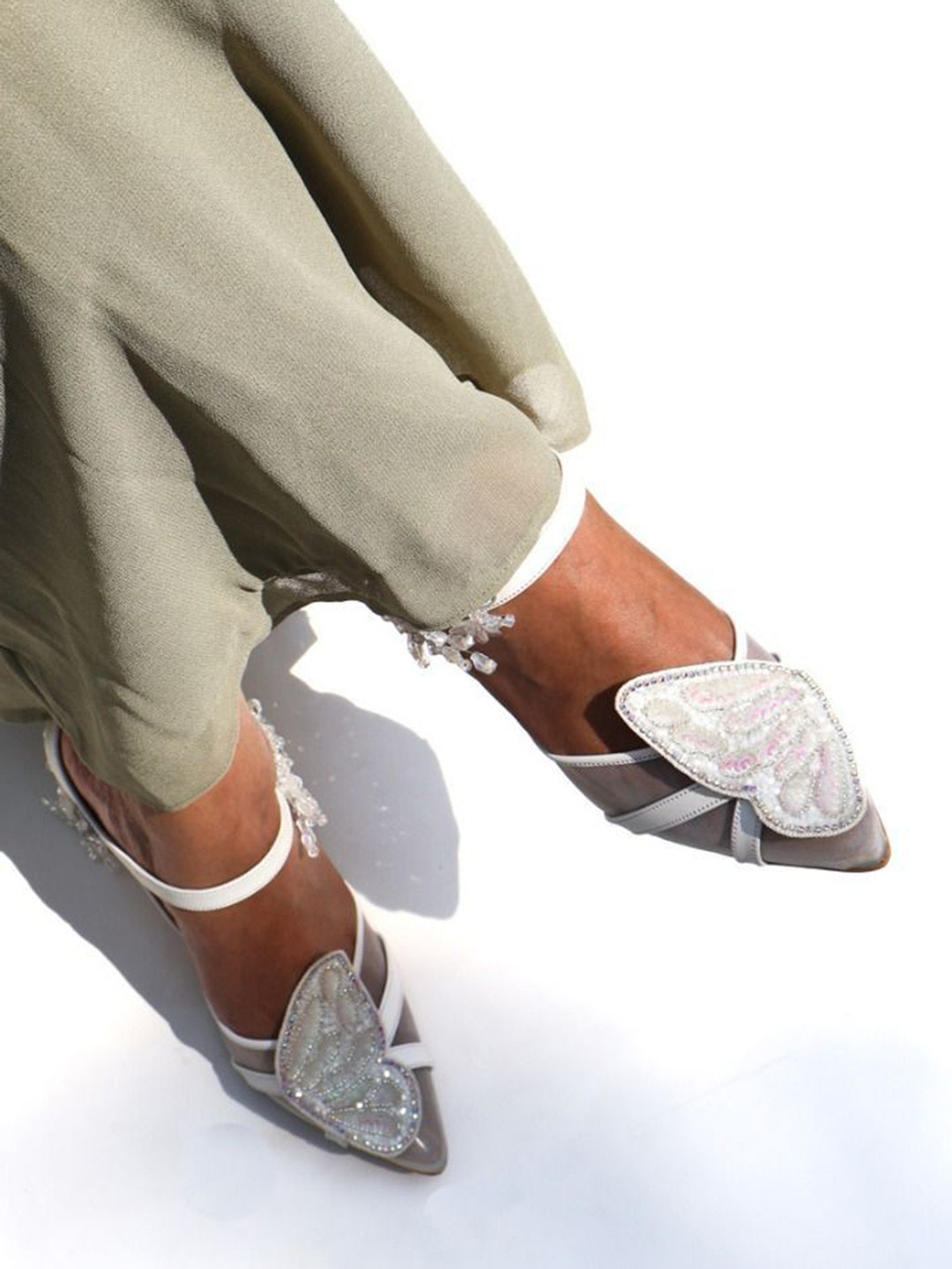 Shradha Hedau Footwear Women Embellished Pointed Toe Party Block Mules Heels