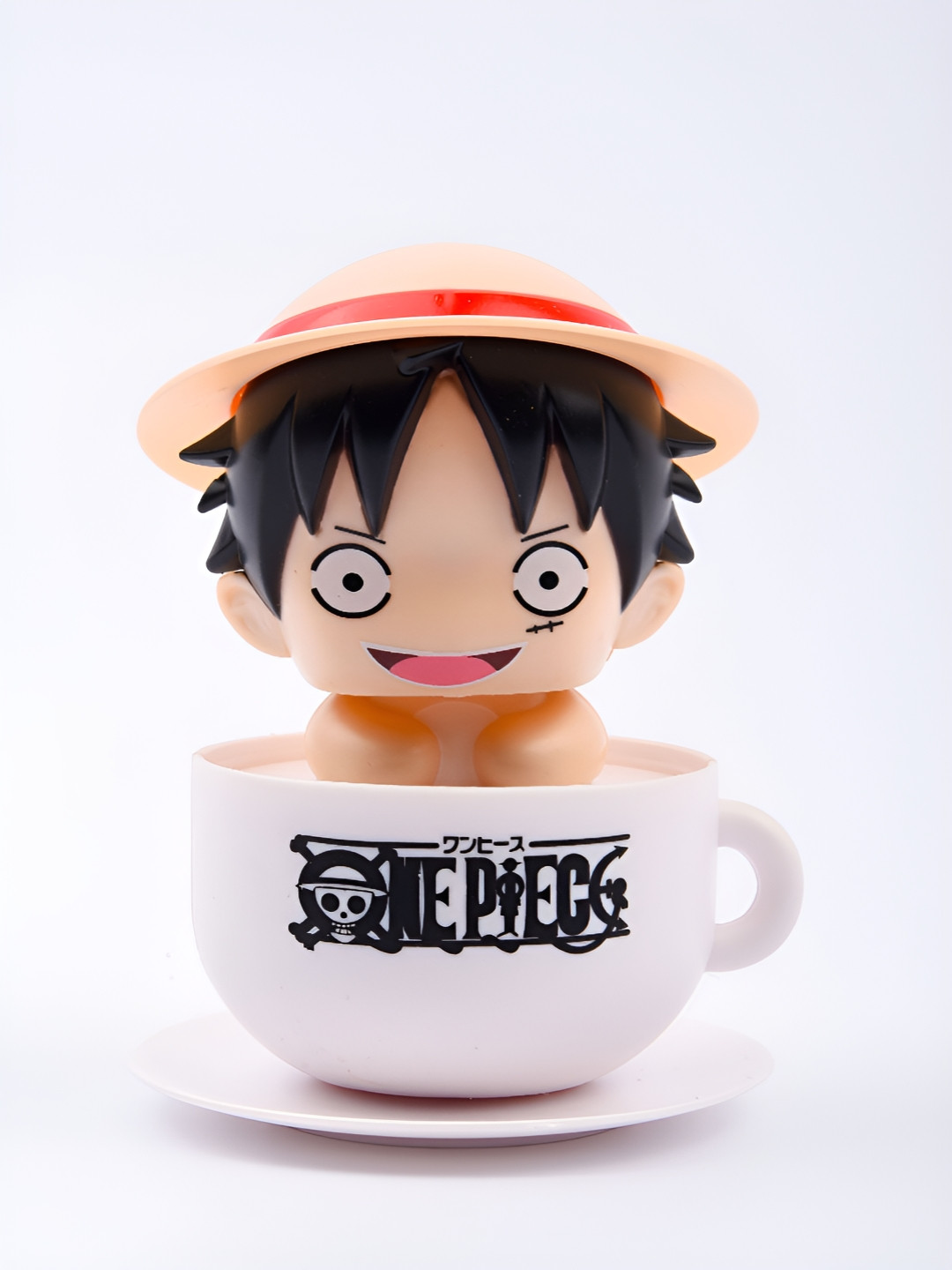 COMICSENSE One Piece Anime Solar Bobblehead White Plastic Natural Living Room Medium Showpiece - 2.8 Inches