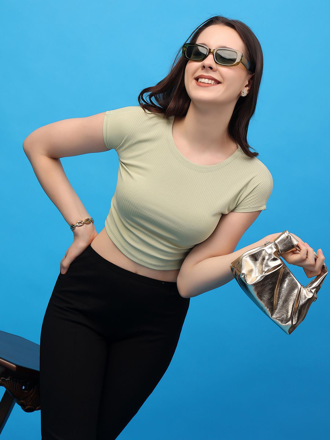 SCORPIUS Women Self Design Cotton Crop Top