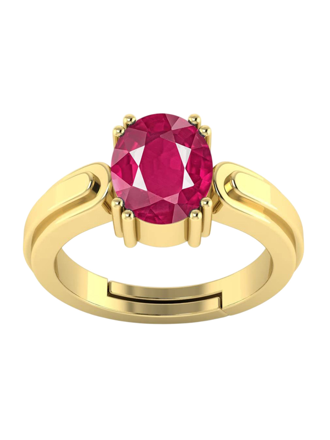 RRVGEM 5.25 Ratti A+ Quality Adjustable Gold Plated Ruby Ring