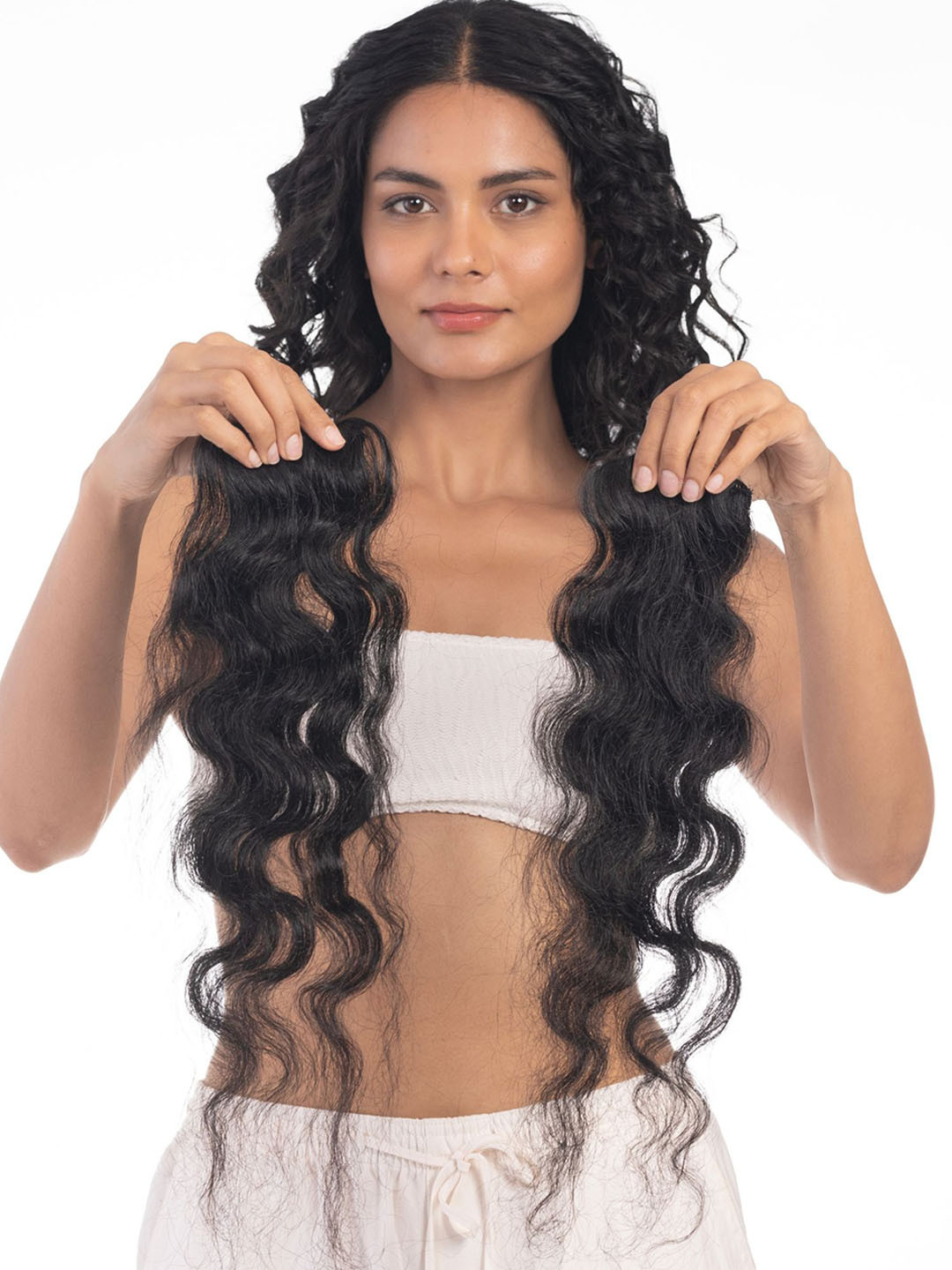 HAIRJOY 2 Clip Curly Side Patches Natural Black Extensions Instant Volume Boost 16 Inches