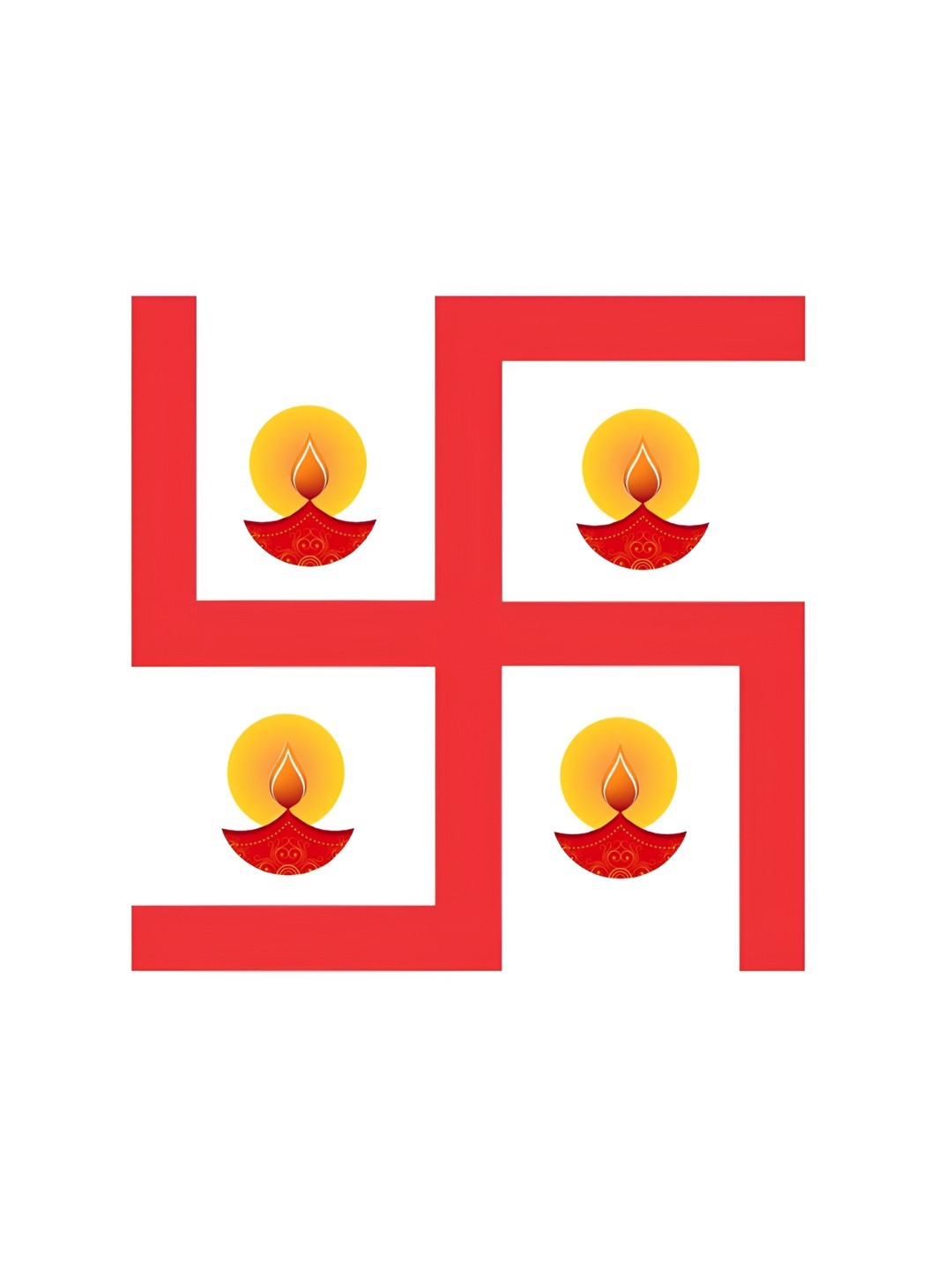 Decor Villa Multicolor Swastik with Diyas Wall Sticker