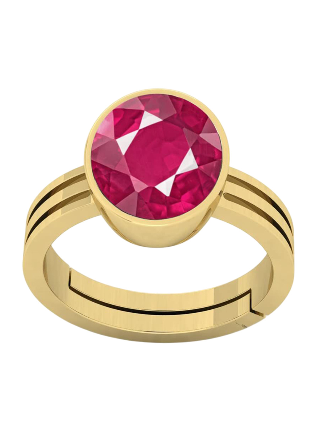 RRVGEM Ruby 7.50 Ratti Adjustable Gold Loose Gemstone Ring