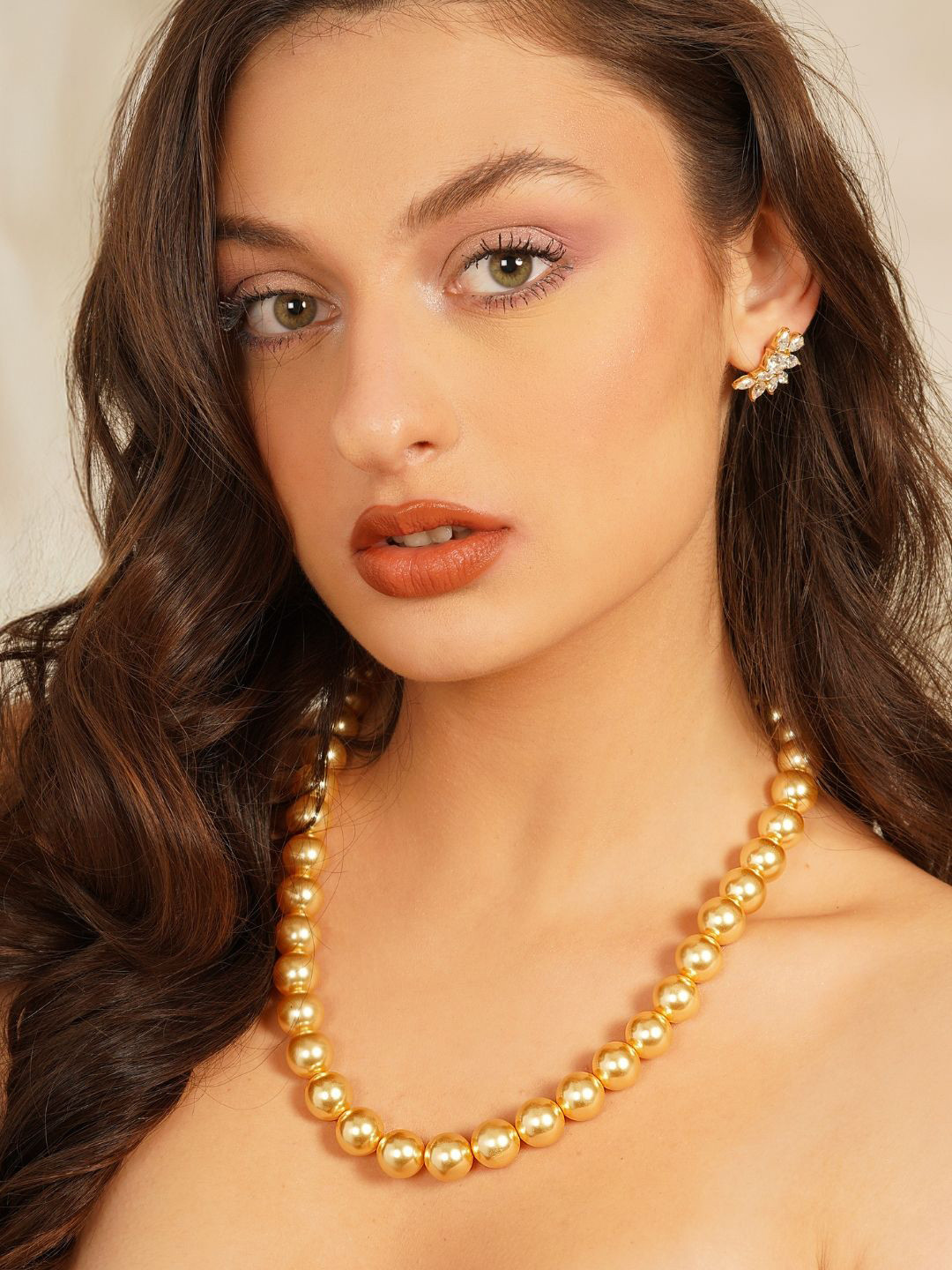 Basraa Women Crystal Pearl String Necklace For Women