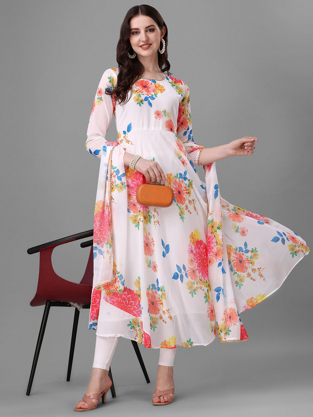 Raiyani Enterprise Floral Printed Anarkali Cottan Kurta