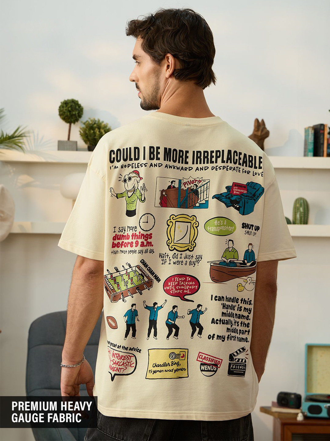 The Souled Store Oversized Friends Chandler Bing Tribute Printed Pure Cotton T-Shirt