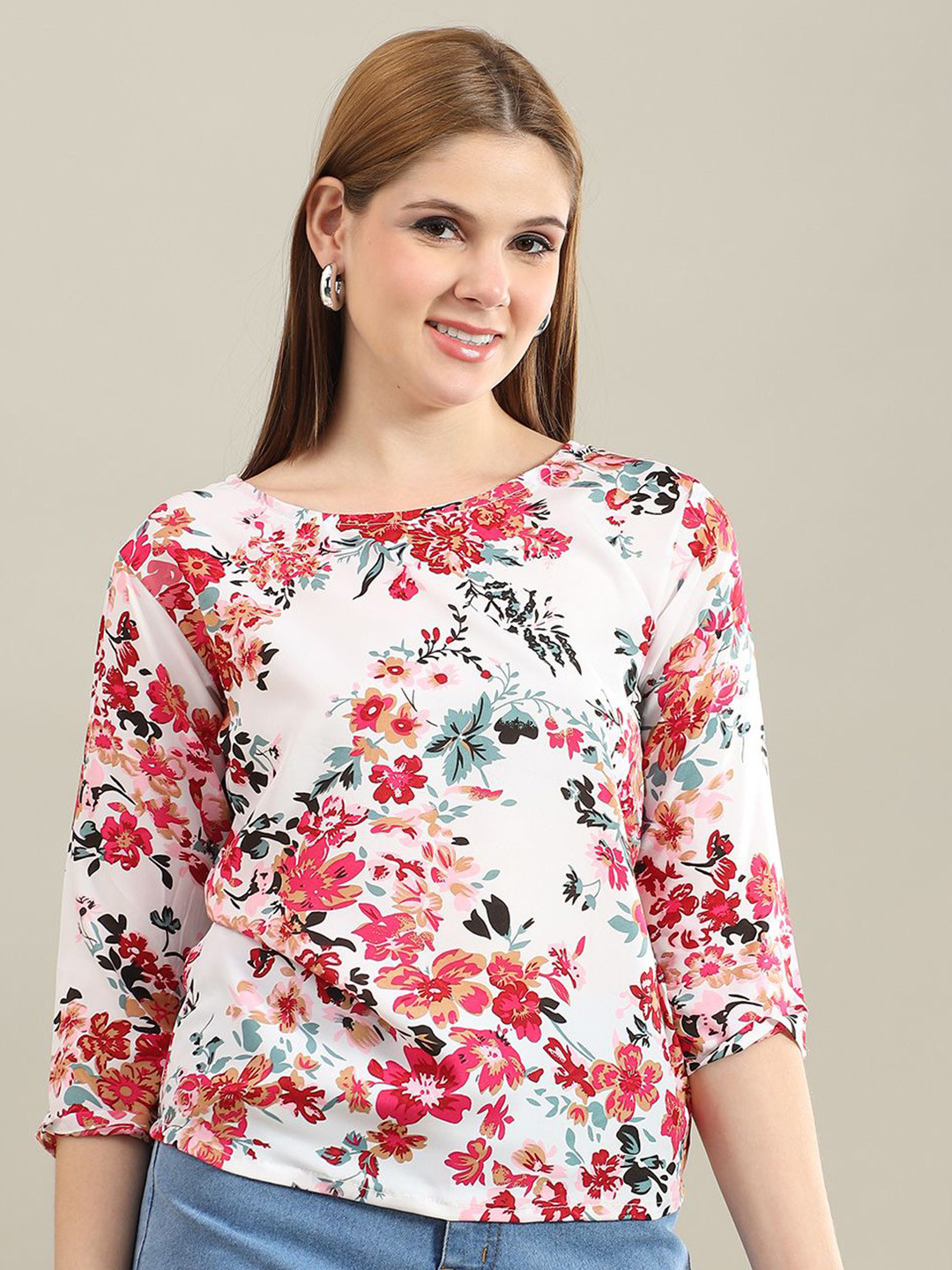bearbrother Women Self Design Print Crepe Top