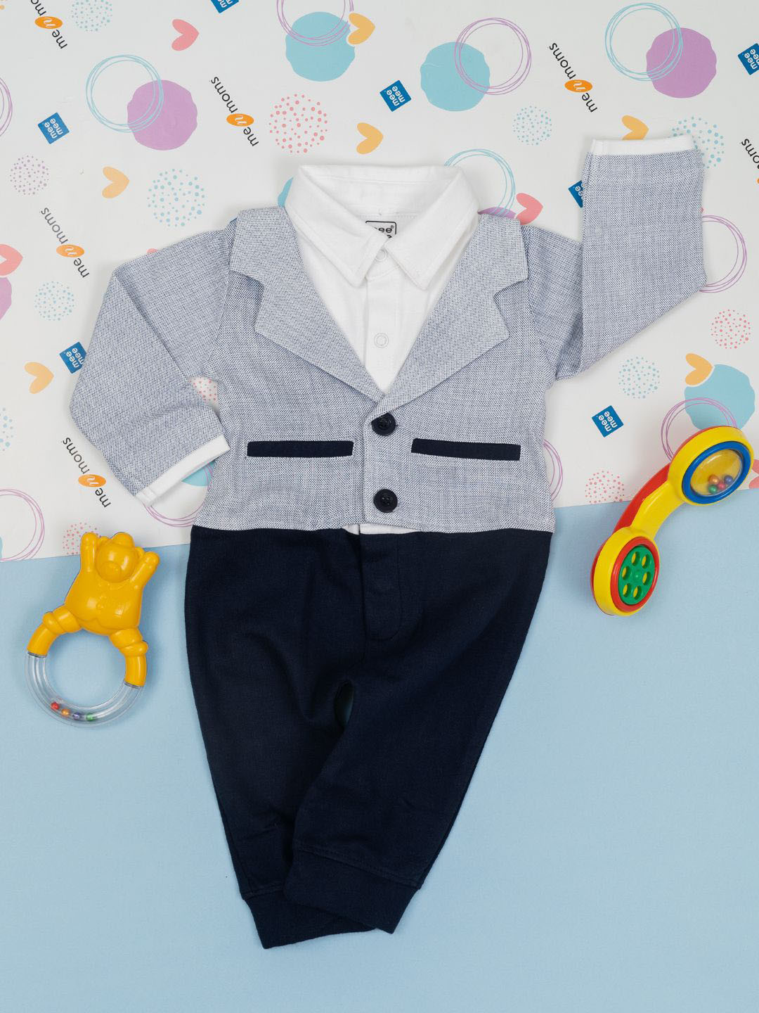 MeeMee Infants Interlock Baby Romper With Formal Blazer Design