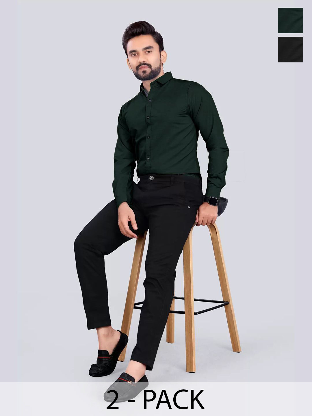 Tee Projekt Standard Pack of-2 Spread Collar Formal Shirt