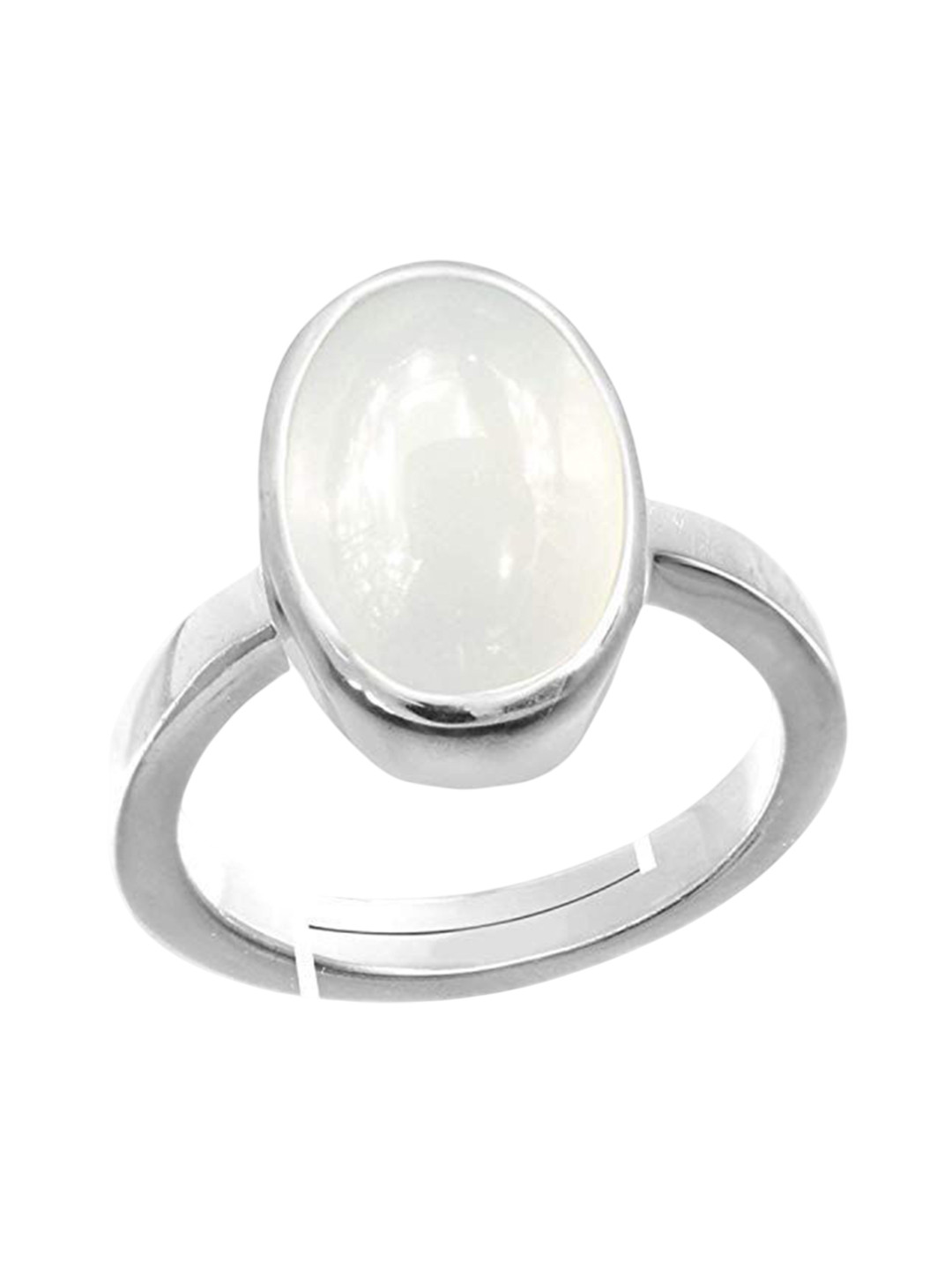 RRVGEM 8.25 Ratti To 9.00 Ratti Unheated Untreated Rainbow Silver Plated Moon Stone Ring