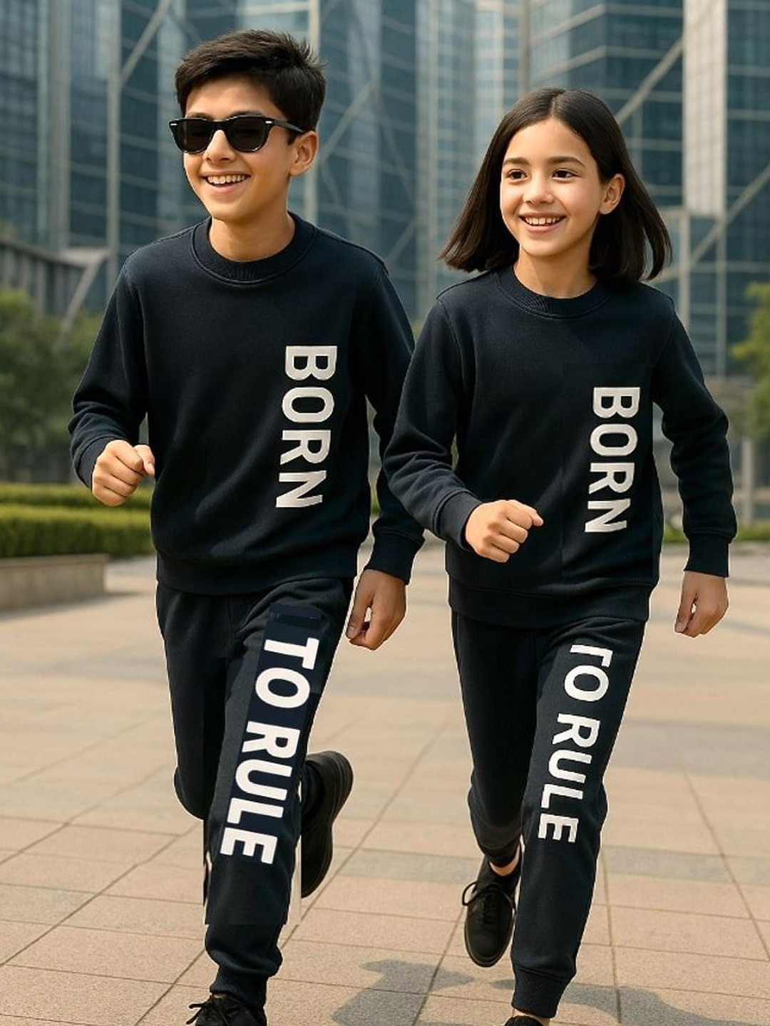 bubble berry Kids Printed Pure Cotton Sweatshirt With Joggers