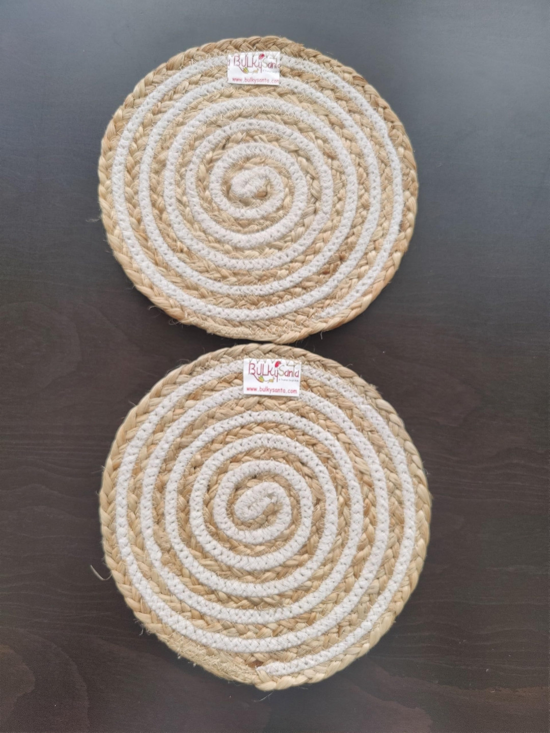 BulkySanta Grey 2 Pcs Round Table Placemats