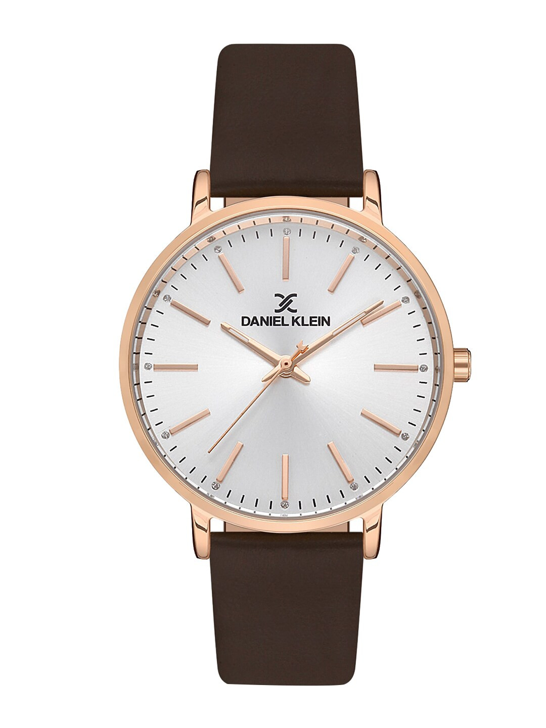 Daniel Klein Women Rose Gold-Toned Dial & Brown Leather Straps Analogue Watch DK 1 13046-2